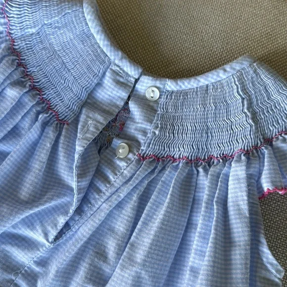 Southern Sunshine Puppy Dog Smocked Plaid Ruffle Dress - Picture 4 of 5